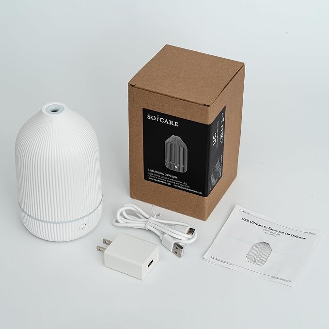 Diffuser,USB Plug-in Car Portable Aromatherapy Diffuser, 7 Colors Lights 2 Switch Mode Waterless Auto Off for Car Home Office Room (USB Power)