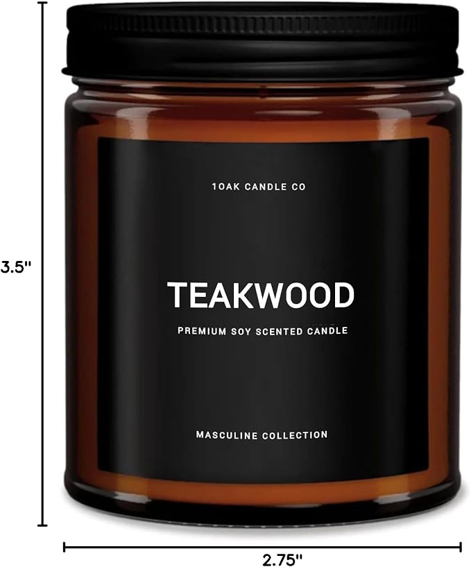 1OAK Scented Candles for Men - Teakwood Candle - Black Candle - Masculine Candles - Soy Wax, Long Burning Premium