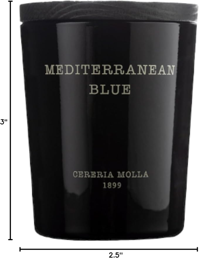 Cereria Molla Scented Candle Travel Size 2.4 oz - Luxury Home Fragrances - Handmade EU (Mediterranean Blue)