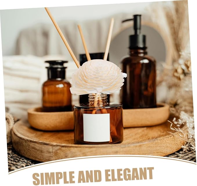 NOLITOY Diffuser Mixed Sola Flowers, Natural Material Cotton Reed Wood Flowers Decorative Refill Wood Diffuser with Rope