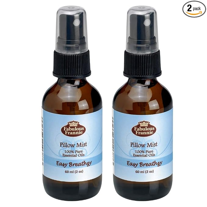 Fabulous Frannie Easy Breathzy Essential Oil Pillow or Room Mist A Perfect Blend of Eucalyptus, Peppermint and Cajeput Pure Essential Oils 2 Ounce (Pack of 2)