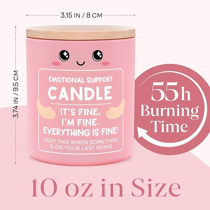 Funny Emotional Support Candle 10Oz, Cheer Up/Stress Relief/Self Care Gifts for Friends Sister Coworker Mom Wife, It's Fine I'm Fine Everything Is Fine Encouragement Scented Candles for Women