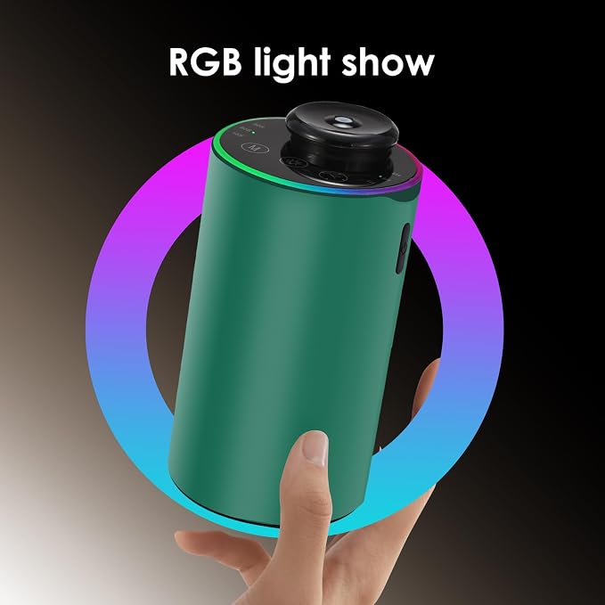 Waterless Essential Oil Diffuser with 8 Color LED Night Light, 3 Mist Levels & Timers, Portable Rechargeable Aromatherapy Diffuser for Home Car Room Studio Office, Metal (Green)