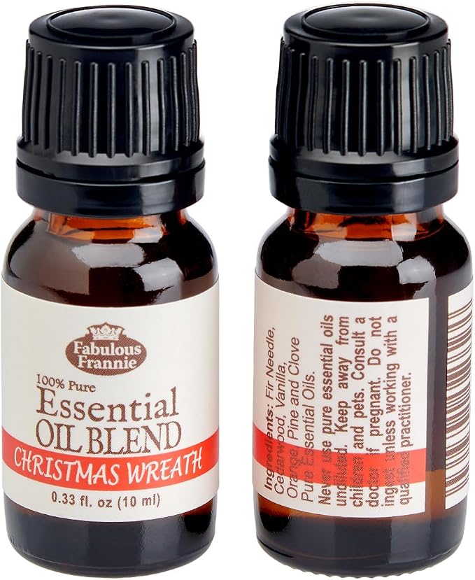 Christmas Wreath Essential Oil Blend 100% Pure, Undiluted Essential Oil Blend 10 ml Our Blend of Cyrpress, Pine, Cedarwood, Orange, Cinnamon, Clove and Vanilla Essential Oils.