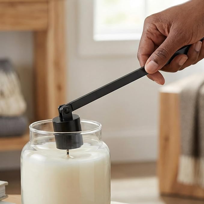 6 PCS 6.3 Inch Candle Snuffer Accessory, Stainless Steel Black Candle Extinguisher with Long Handle and Straight Tube, Candlesnuffers Extinguish Candle Wicks for Tea Light Candles