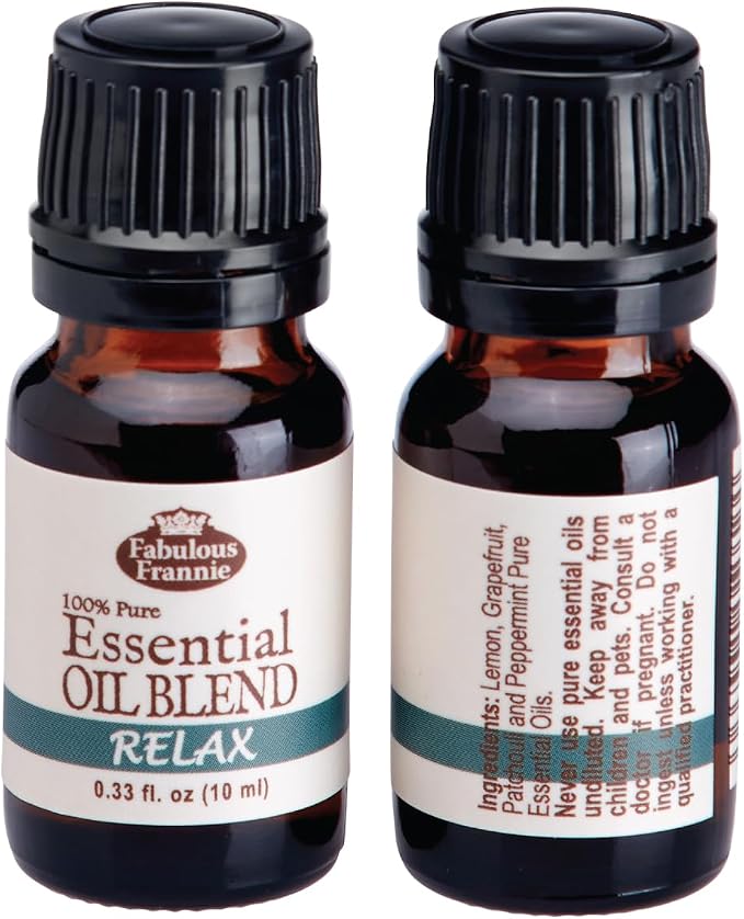 Relax Pure Essential Oil Blend 10mL Made with Lemon, Grapefruit, Patchouli and Peppermint by Fabulous Frannie