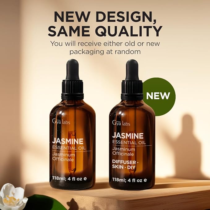 100% Pure Jasmine Essential Oil - 4 Fl Oz - Jasmine Oil for Hair, Skin, Diffuser, Aromatherapy & DIY Candle Making Scent