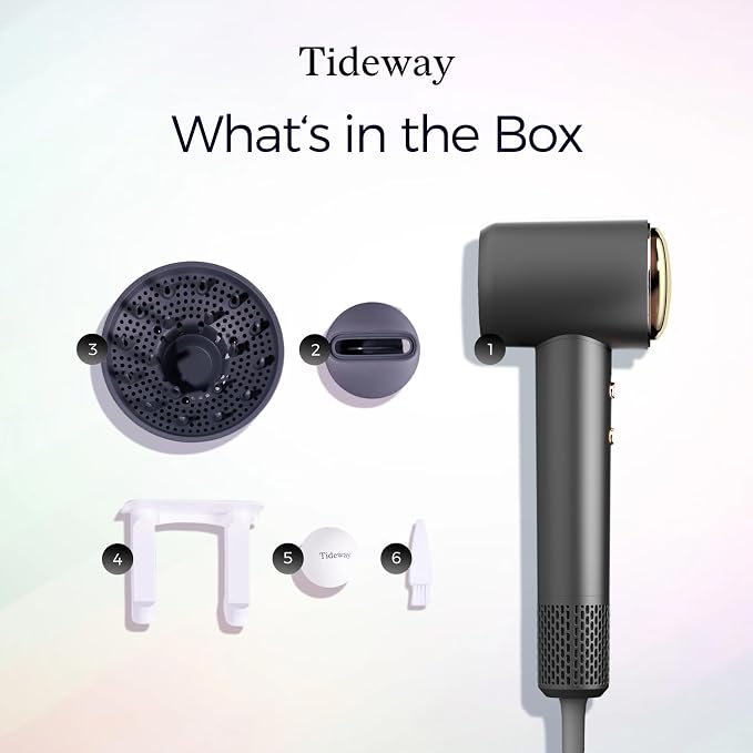 Tideway Hair Dryer Professional High-Speed Ionic Blow Dryer 110,000 RPM, Compact Hair Dryer with Magnetic Diffuser, Fast Drying with Brushless Motor Low Noise Smart Temperature Control-H11