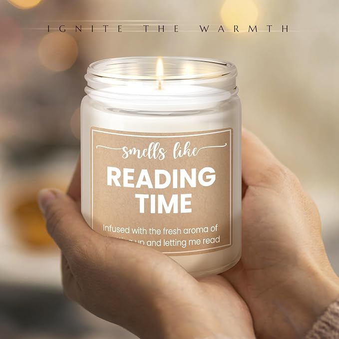 Gifts for Book Lovers - Book Lover Gifts for Women, Present for Readers, Smells Like Reading Time - Lavender Scented Candle