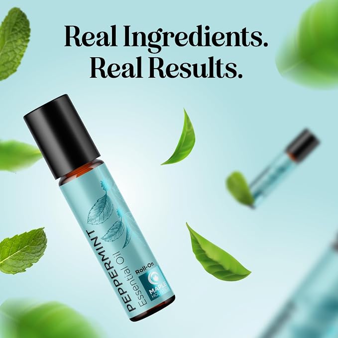 Peppermint Oil Roll on - Pure Peppermint Rollerball Essential Oil Aromatherapy Stick for Headaches - Natural Travel Essential and Pregnancy Must Have for Headaches Energy & Focus Support (1 Pack)