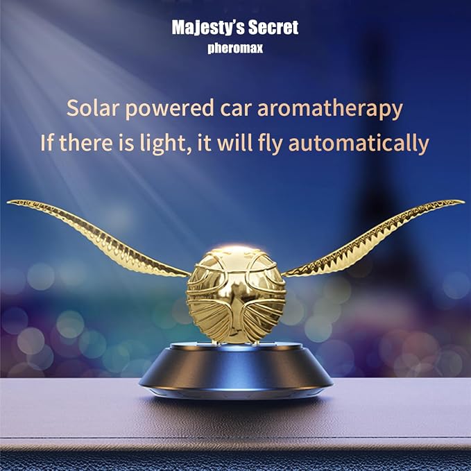 Majesty’S Secret Solar Car Air Freshener Diffuser with 2 Essential Oil Refills, Long-Lasting Auto Scent, Odor Eliminator, Refillable Fragrance Oil Diffuser for Dashboard