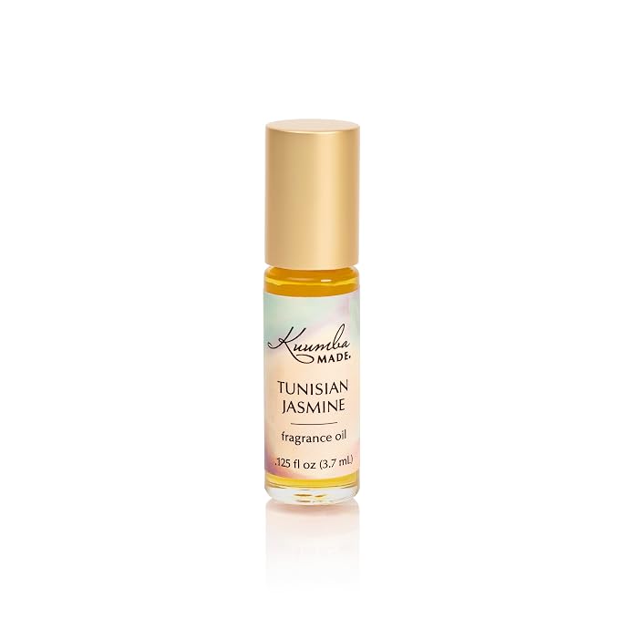 Kuumba Made Tunisian Jasmine Fragrance Oil, Long-Lasting Small-Batch Perfume Roller, Vegan, Alcohol-Free, .125 Fl Oz