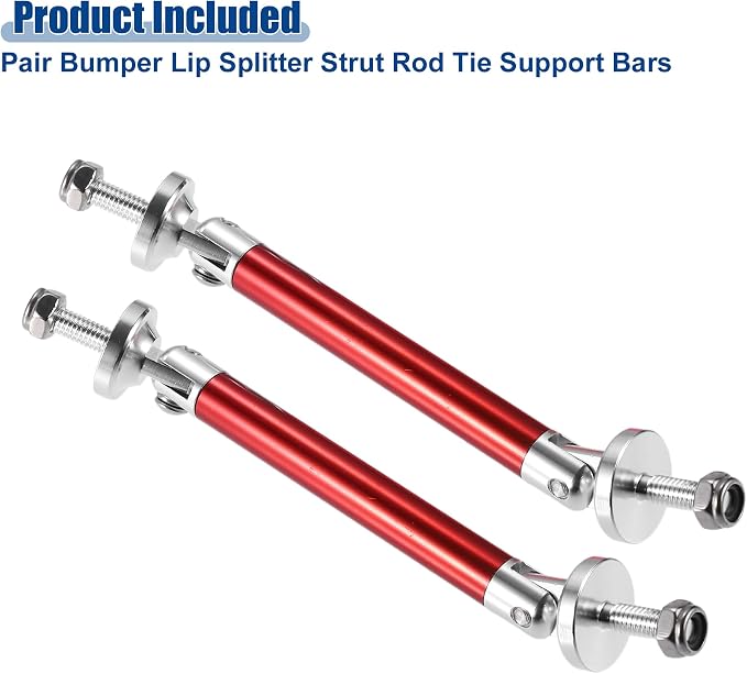 ACROPIX Universal 3"-4" Adjustable Aluminum Alloy 75mm Front Bumper Lip Splitter Diffuser Strut Rod Tie Bars Splitter Support Rods Red - Pack of 2