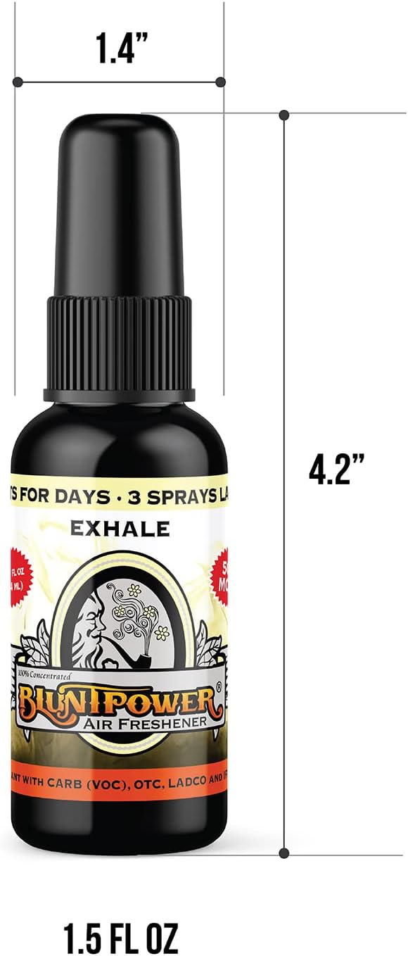 BluntPower (Exhale, 1 Pack) Concentrated Air Freshener for Room and Car Spray - Oil-Based Diffuser Spray Bottle - Long-Lasting Bathroom Spray, Car Freshener, & Odor Eliminator Spray