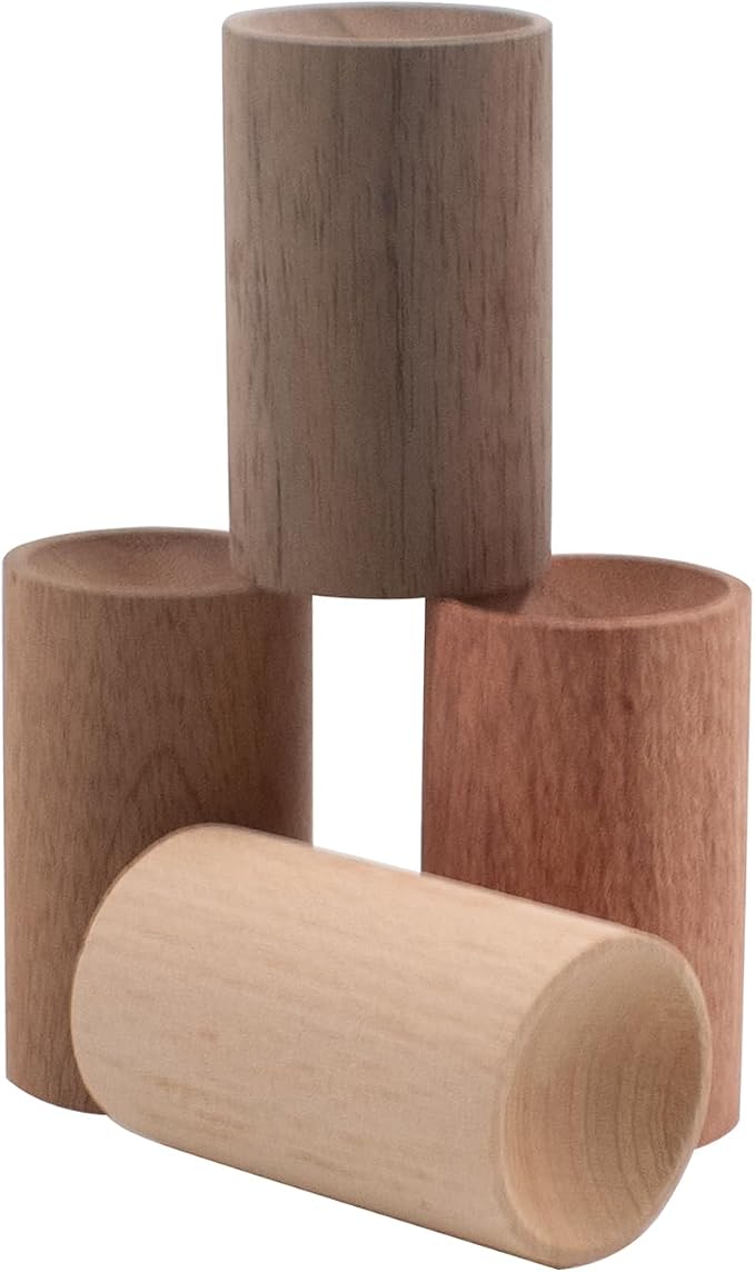 4 PCS Wood Essential Oil Diffusers, 4 Different Woods Small Cylinder Passive Diffuser for Home, Office, Bathroom, Bedroom, Car, Wardrobe, Yoga Hall and SPA (Wood Has No Fragrance)