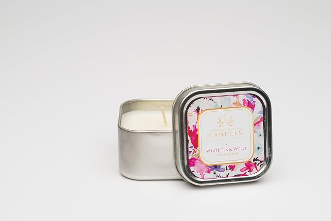 Lotion Candle - White Tea & Violet (3.5 Ounce) | Scented Massage Candles for Self Care, Soy Wax Candle with Essential Oil Blends, Coconut Oil, and Vitamin E