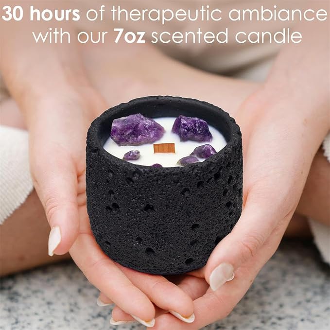 Jasmine Scented Healing Crystal Candle - Relaxing Bath Candle with 100% Soy Wax & Essential Oil, Ideal Aromatherapy for Home, Birthday Gift for Sagittarius & Aquarius