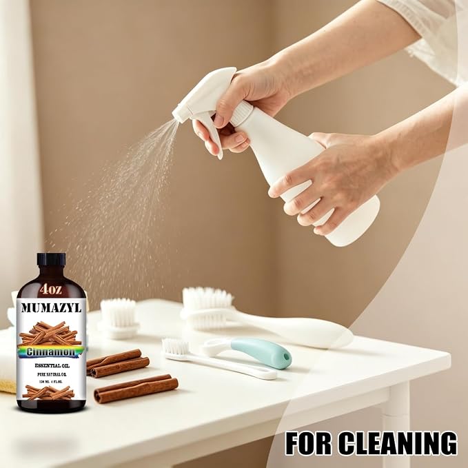 Cinnamon Essential Oil, Cinnamon Oil 4 Fl Oz 120ML for Diffuser Humidifier Yoga Cleaning DIY Candle Soap Making MUMAZYL Essential Oils