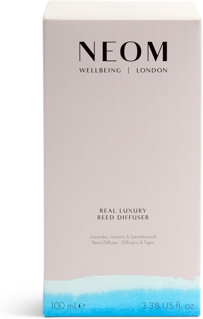 NEOM Real Luxury Reed Diffuser,100ml | Lavender, Jasmine & Sandalwood I 100% Natural Fragrances I Last up to 12 Weeks I Refillable and Reusable