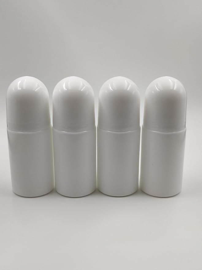 4Packs 30mL/50mL Empty Roll-on Bottle Plastic with Removable Cap for Easy Refills for Homemade Deodorants Essential Oil Blends (50mL)