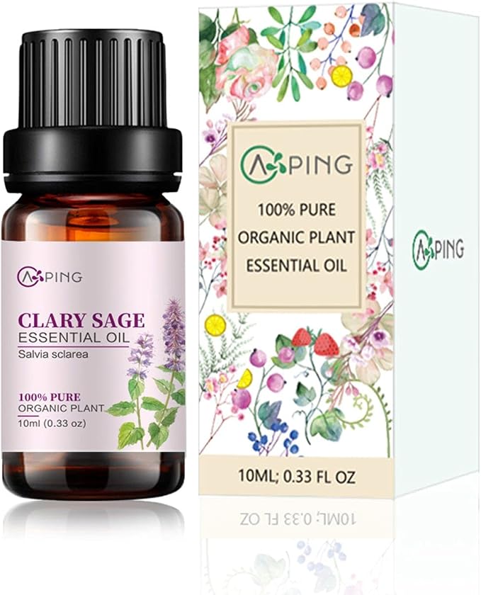 Clary Sage Essential Oil - 100% Pure Organic Natural Plant (Salvia sclarea) Clary Sage Oil for Diffuser, Aroma, Spa, Massage, Yoga, Perfume, 0.33oz