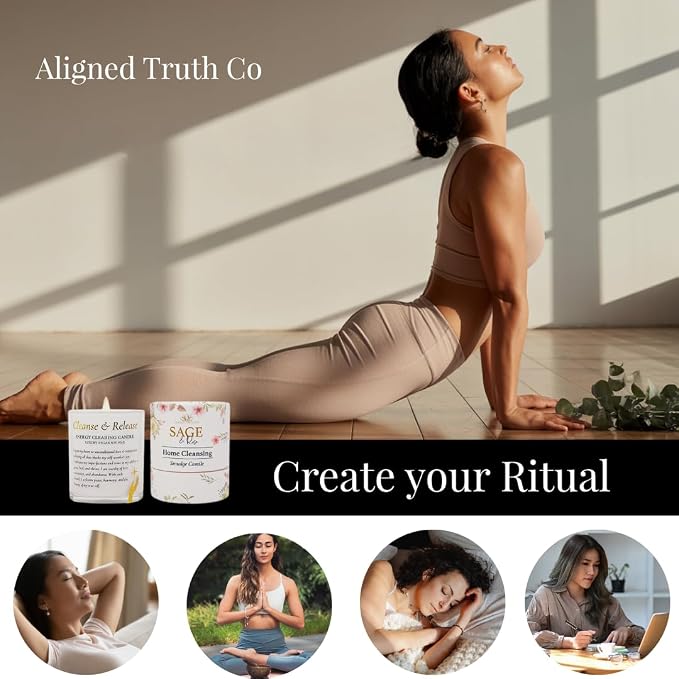 Sage Smudge Candle – Crystal-Infused with Rose Quartz & Botanicals – Self Love Ritual for Energy Cleansing & Manifestation