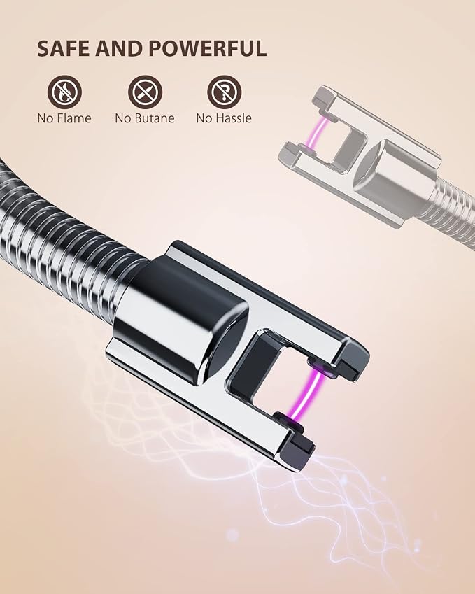 RONXS Candle Lighters, Long Electric Lighter Rechargeable USB Lighter with LED Battery Display, Flexible Neck Plasma Arc Lighter for Fireworks Gas Stove BBQ