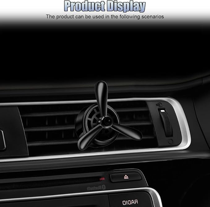 Car Air Condition Outlet Clip, Stylish Propeller Dashboard Air Vent Trim Clips, Air-Driven Diffuser, Creative Automotive Interior Decoration Accessories for Women Men (Black, 1PC)