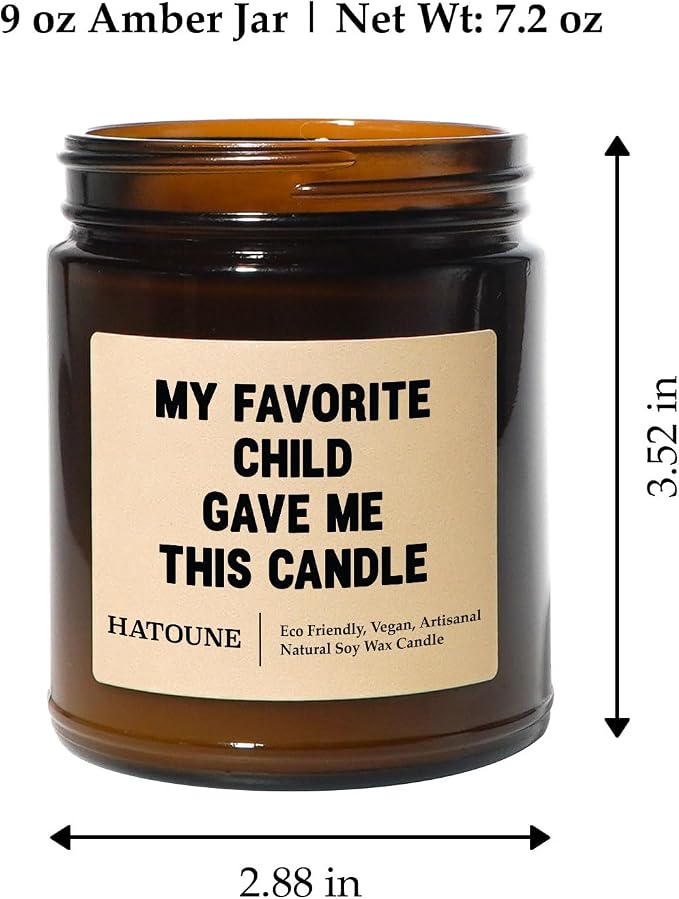 Lavender & Sage Scented Soy Candle, My Favorite Child Gave Me This Candle, Made in USA, Hand Crafted, 40-50 Hour Burn Time, 7.2 oz Amber Jar