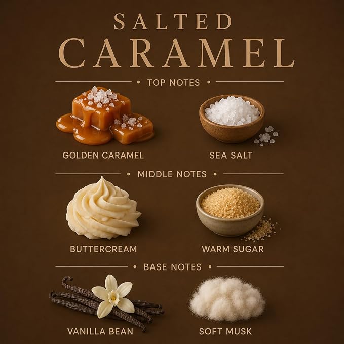 Affinati Salted Caramel Reed Diffuser – 7.0 fl oz Home Fragrance Diffuser with 8 Reeds – Long Lasting Flame Free Room Fragrance for Bedroom, Bathroom, Office & Living Room