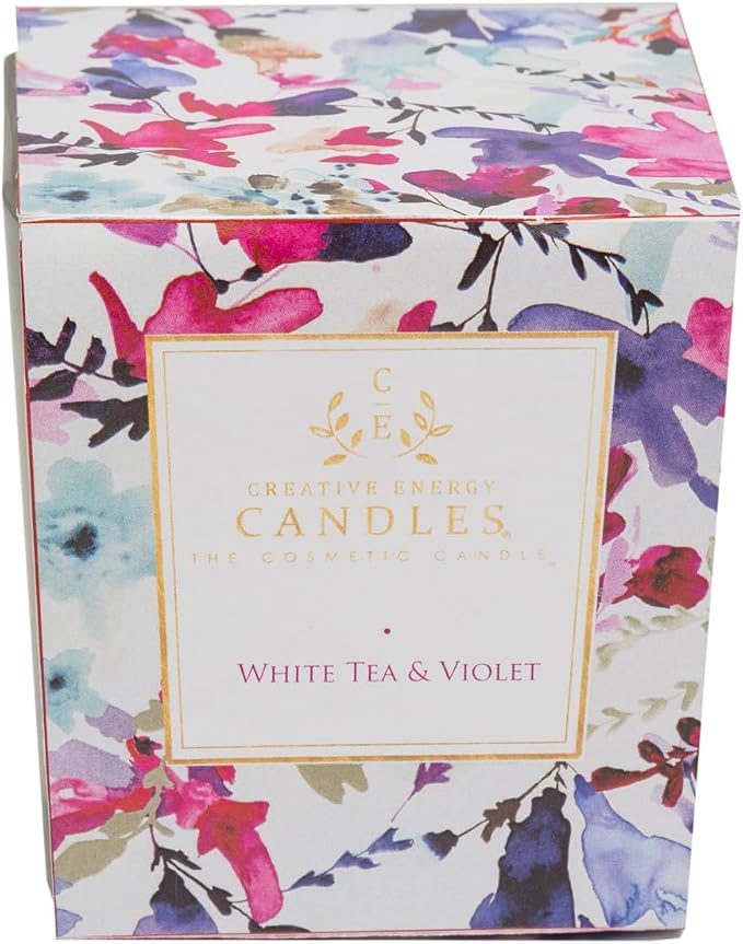 Lotion Candle - White Tea & Violet (6 Ounce) | Scented Massage Candles for Self Care, Soy Wax Candle with Essential Oil Blends, Coconut Oil, and Vitamin E