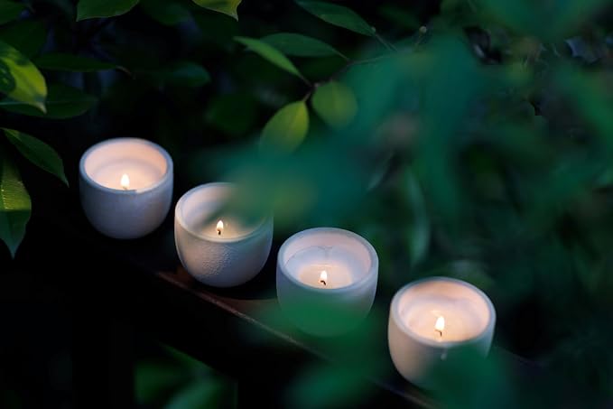 Blueme Votive Candle Gift Set | Balance, Focus, Nostalgia, Calm | 4pk of Wellness, Travel Size, Sustainable, Contains Essential Oil, Soy-Wax Blend | 2oz