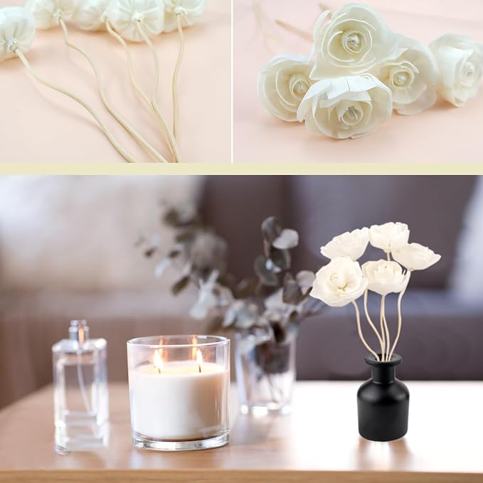 5 Pcs Flower Scent Diffuser, Natural Flower Scent Placement Filled Scent Oil Diffuser Sticks with Cord for Home Bathroom, Office (Camellia-1)
