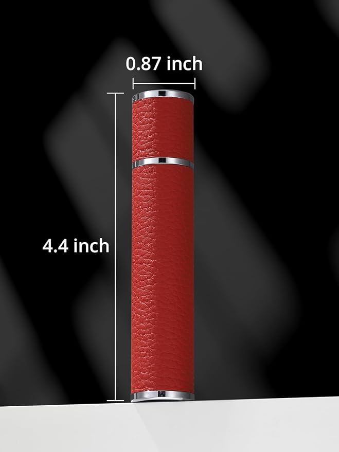 10ML Genuine Leather Atomizer Sprayer for Perfume - Portable Mini Cologne Sprayer for Woman Man - Perfume Travel Refillable Bottle,Travel Essential Fragrance Spray Bottle (Red)