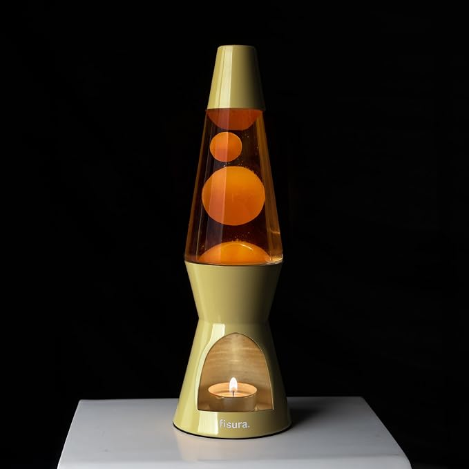 Fisura - Magma lamp with Candle for Adults Without Electricity. Candle lamp, Friendly with the Nature Lamps. Original Gift. 11.4 in x 3.3 in (Candles not Included) (Yellow)