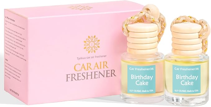 Hanging Car Air Freshener, Long Lasting Essential Oil Diffuser, Non-Toxic New Car Scent, Cute Car Fresheners for Women, 2 Pack Made in USA