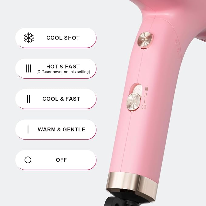 Dual Voltage (110V-240V) Travel Hair Dryer with Diffuser,1200W Foldable Compact Hair Dryer for Women Lightweight, Portable Cruise Essential Pink Blow Dryer for International Trip & Dorm Use
