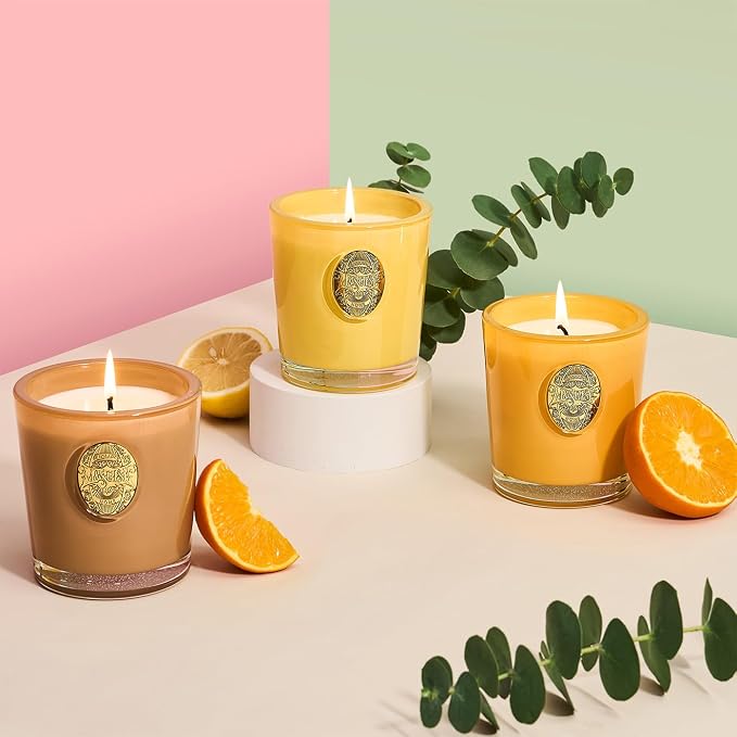 M&SENSE Natural Soy Candle| Mango Musk Yellow | 10.2 oz, 55H Burn | Luxury Scented Candle for Relaxation, Gifting, Home Décor | for Bedroom, Office, Party