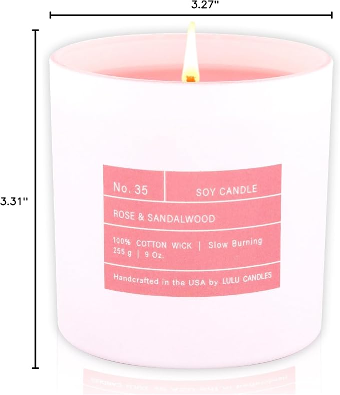 Lulu Candles | Rose & Sandalwood | Smells Floral & Woody | Luxury Scented Soy Jar Candle | Hand Poured in The USA | Highly Scented & Long Lasting (9 Oz. Limited Edition)