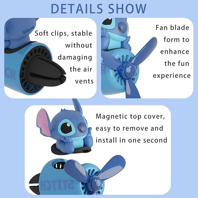 Cute Car Air Fresheners - Cartoon Pilot Automotive Diffuser, Rotating Propeller Automotive Air Outlet Fan Creative Car Perfume Decoration Accessories with 2 Fragrances