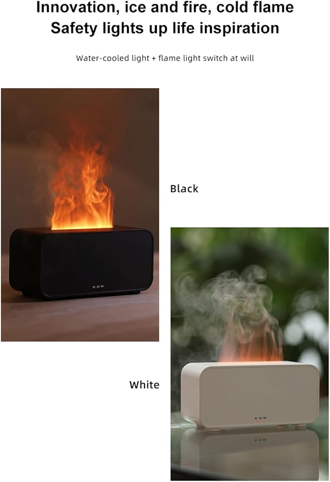 7-Color Simulated Flame Humidifier,Humidifier for Bedroom,Office,Car,Portable USB Flame Aroma Diffuser,Mini Ultrasonic Cool Mist Diffuser with Auto Shut-Off(Black)