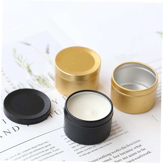 CORHAD 4pcs Aluminum Candle Jars for Candle Making Black Scented Containers Practical Storage for Solid and Liquid for Home Decor and Parties