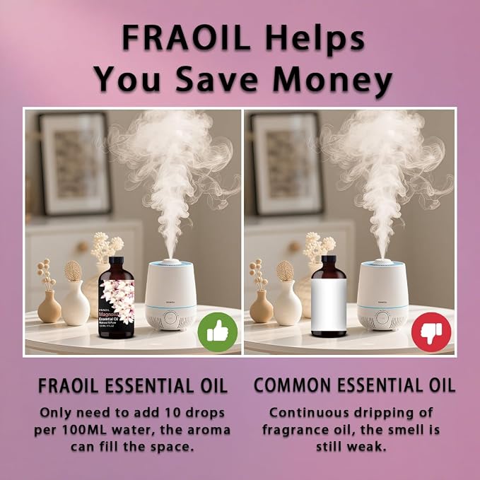 Magnolia Essential Oil, Magnolia Oil 4 Fl Oz 120ML for Diffuser Humidifier Yoga Cleaning DIY Candle Soap Making Perfume Gift for Women Essential Oils FRAOIL (Magnolia 4 Fl Oz (Pack of 1))