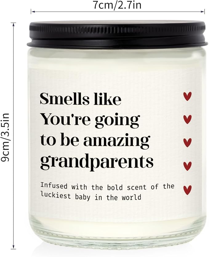 SteadStyle Pregnancy Announcement Gifts for Grandparents - Infused with Lucky Baby Scent, Gender Reveal, New Grandma Grandpa Gift, Home Decor Relaxation Lavender Scented Candles Emotional Keepsak 7oz