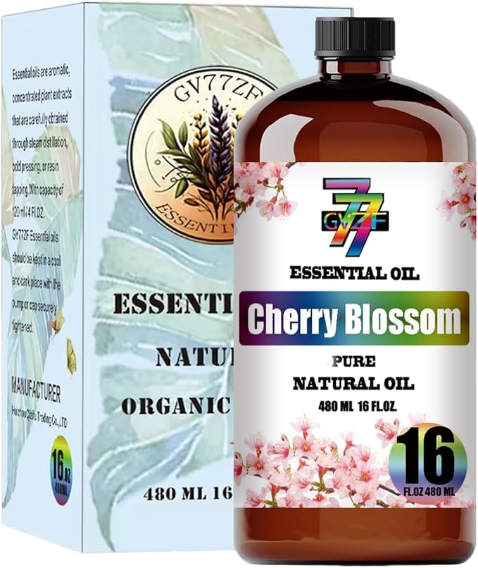 Cherry Blossom Essential Oil, Cherry Blossom Oils, for Diffuser, Humidifier, DIY Candles, Soap, Bedroom, Office, Yoga, Gift, Essential Oil, GV77ZF Cherry Blossom Fragrance Oil - 16 fl oz (480 ml)