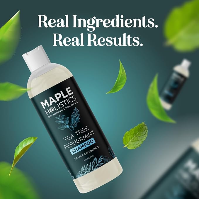 Rosemary Tea Tree Mint Shampoo - Clarifying Shampoo for Build Up and Flakes with Deep Cleansing Peppermint Oil and Tea Tree Essential Oil for Dry Scalp Treatment - Paraben & Sulfate Free (8oz)