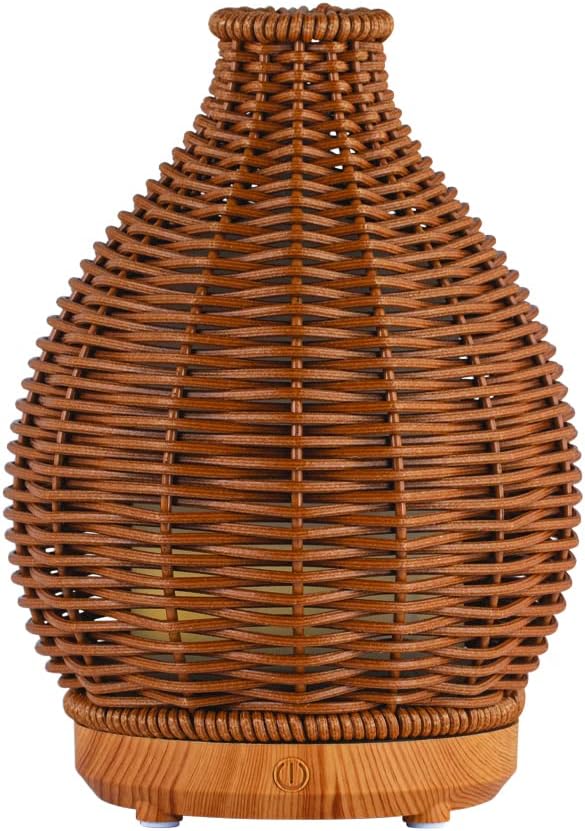 SpaRoom Boho Essential Oil Ultrasonic Misting Diffuser for Aromatherapy, Dark Brown