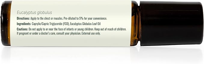 Plant Therapy Eucalyptus Pre-Diluted Essential Oil Roll-On 10mL (1/3 oz), 100% Pure, for Clear Breathing, Aromatherapy and Topical Use