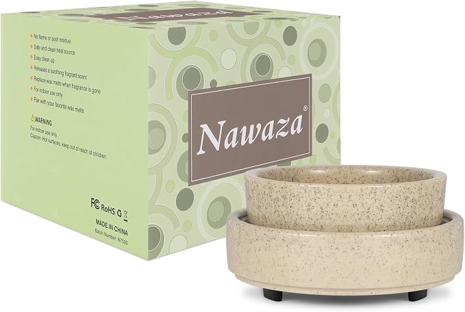 nawaza Ceramic Wax Melt Warmer Fragrance, 3 in1 Electric Candle Wax Warmer,Scented Wax Melt Wax Cubes Melter Fragrance Warmer for Home,Office,Gift (Beige)