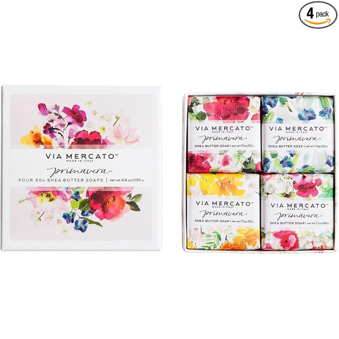 Via Mercato Primavera Spring Collection, Soap Gift Set (4 x 50 gram), Spring Flowers